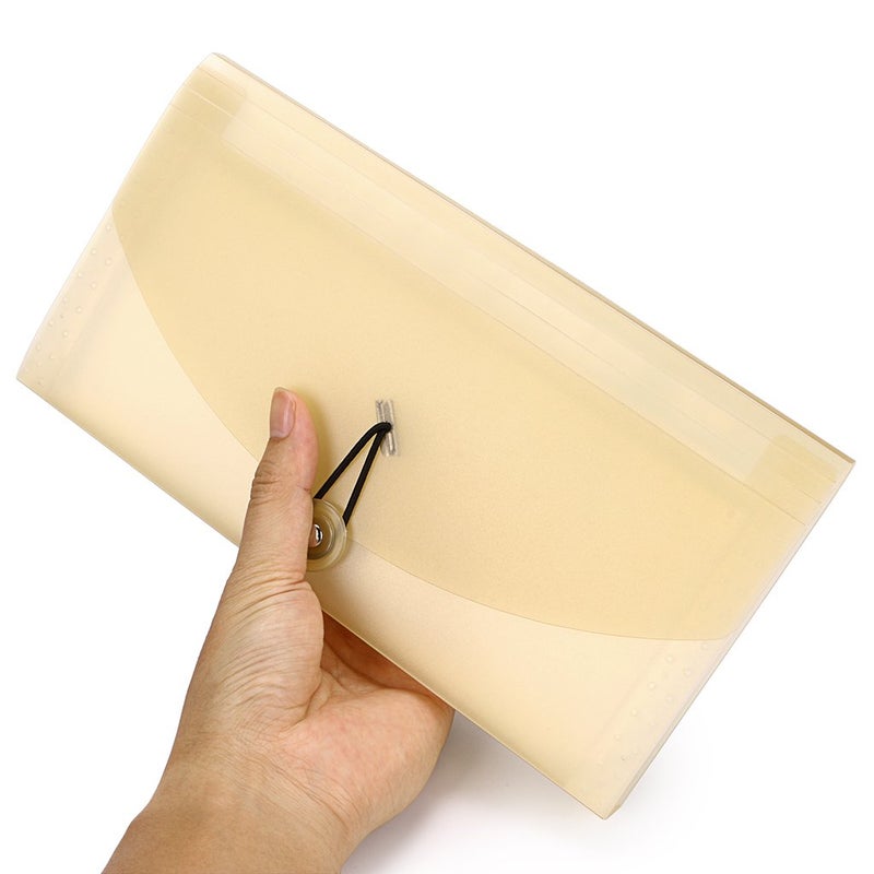 BTSKY Expanding File Folder - 13 Pockets, Small Accordion File Folder, Expandable Card Ticket Holder, Plastic Business Document Organizer, Khaki Translucent - Image 3